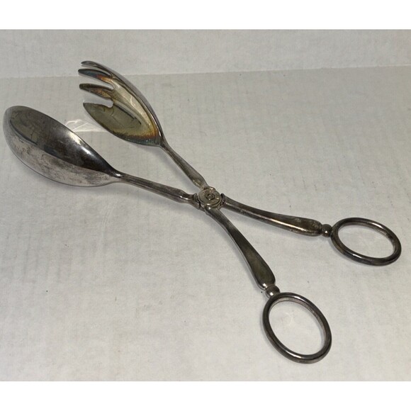Princess House Salad Serving Tongs 10 Inch Silver Plated Vintage Grandmacore - Picture 2 of 8